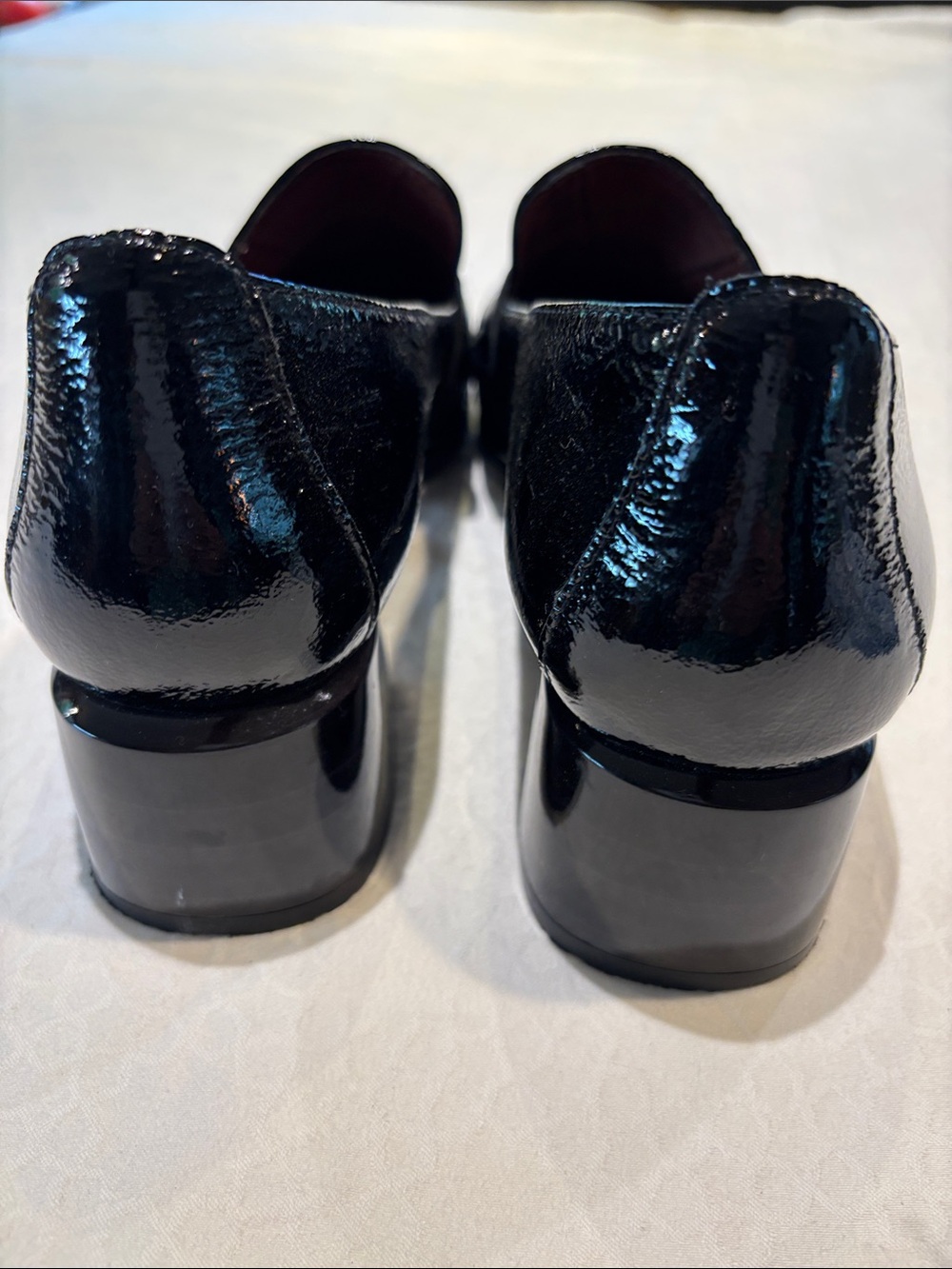 Black Patent Leather Pointed Loafers with Bee Accent by Hispanita - Picture 6 of 14